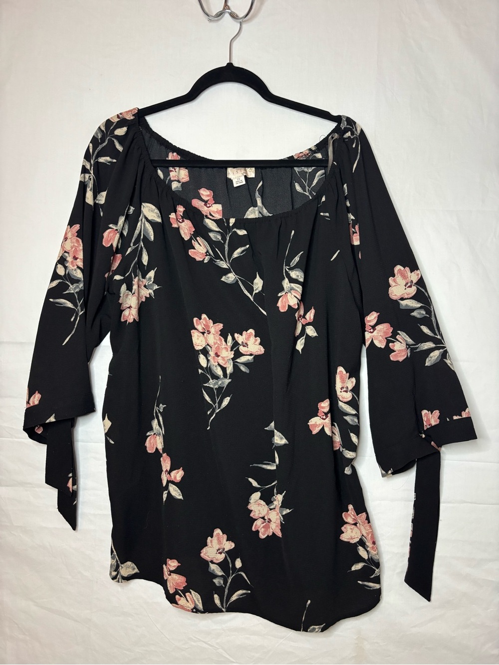 Misia Black Tunic with Pink Floral Print